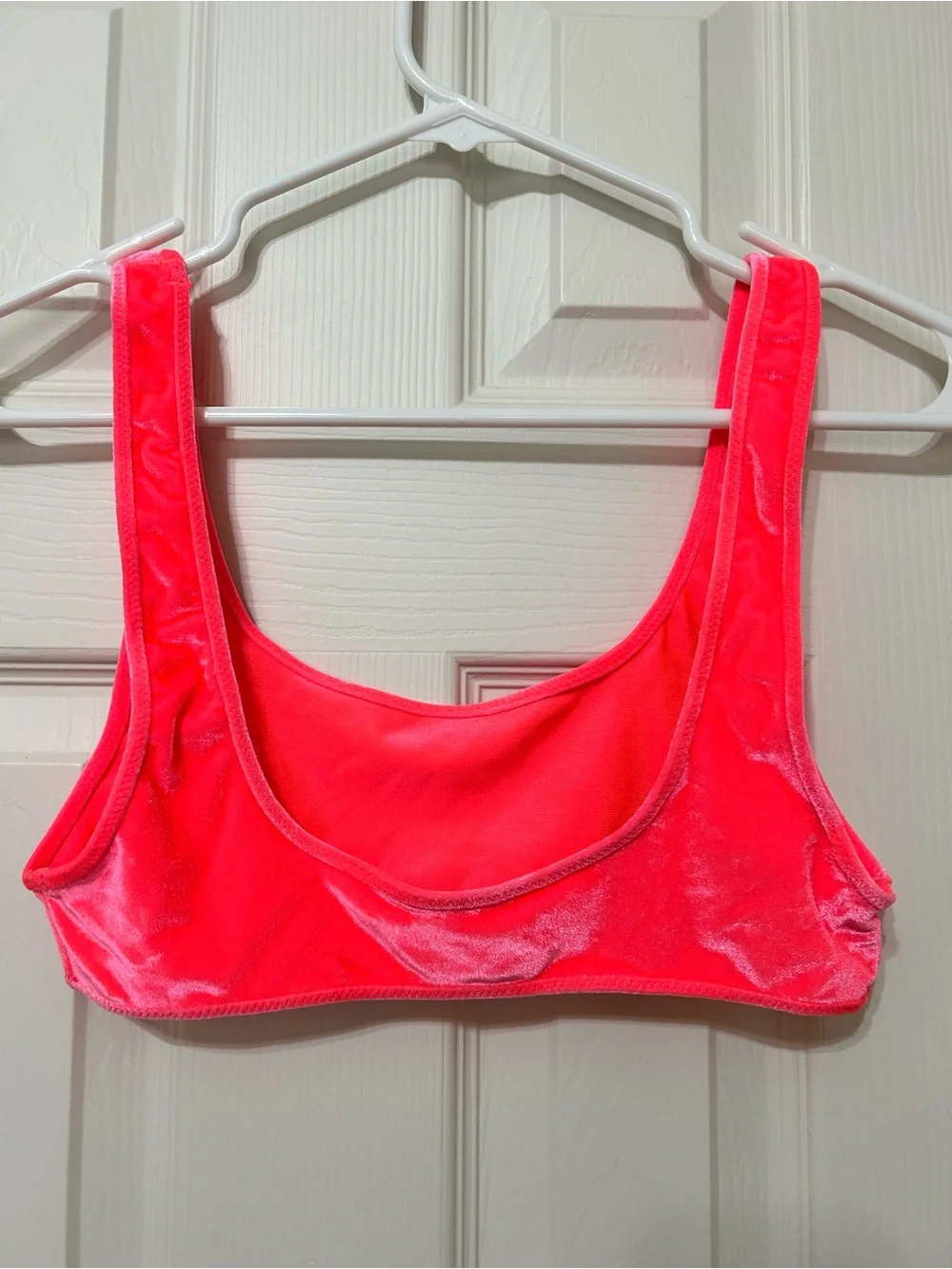 triangl swimwear Neon Pink/Coral Velvet Bikini Top LIKE NEW edm tropical resort